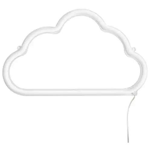 Amped & Co Cloud neon signs for wall Decor, Wall Hanging, White, 16 x 9.5 inches, with 84 inches Clear Cord operated with On/Off Switch, Wall lights for bedroom - decorative lights for home decor