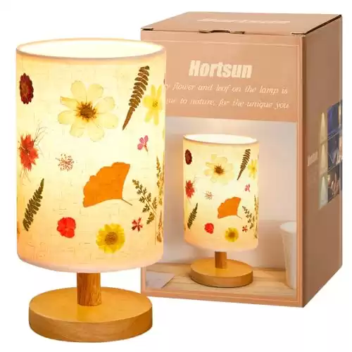 Hortsun Flower Lamp - Pressed Flower Bedside Lampshade for Table, Living Room, Dorm, Home Office (Modern Style, 1 Pcs)