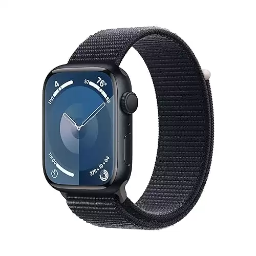 Apple Watch Series 9 [GPS 45mm] Smartwatch with Midnight Aluminum Case with Midnight Sport Loop. Fitness Tracker, Blood Oxygen & ECG Apps, Always-On Retina Display, Carbon Neutral