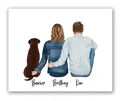 Personalized Gift For Couple and Dog Print, UNFRAMED, 8 X 10 or 11 X 14 Art Print, Dog Mom Gift, Dog Dad, Custom Sister Gift Idea, Hairstyle and Dog Breed Options Available, Birthday Gift