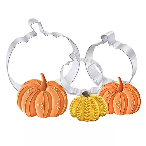 Pumpkin Cookie Cutters Set, 4", 2.87", 1.96" Halloween Fall Thanksgiving Cookie Cutter for Harvest Holiday Decoration Party Supplies