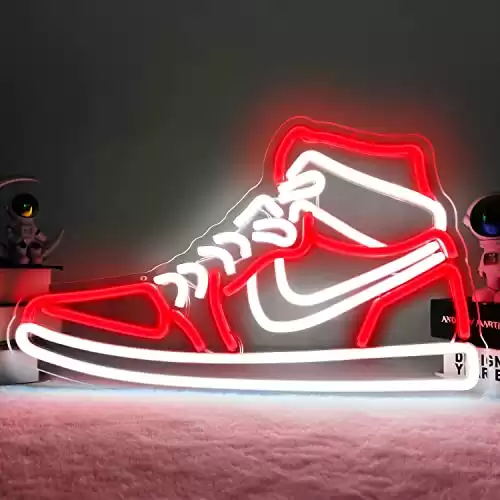 JianJung Sneaker Neon Sign Sports Shoe Neon Signs for Wall Dimmable LED Signs Neon Lights for Bedroom Man Cave Home Neon Wall Sign Shoe Light up Signs Decor