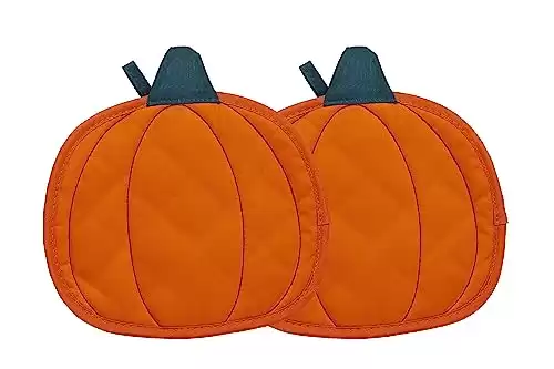 Pearhead Cloth Trivet Set, Set of 2 Pumpkin Kitchen Trivets, Halloween Décor for The Kitchen, Hot Plate Placemats, Fall Pot Holders
