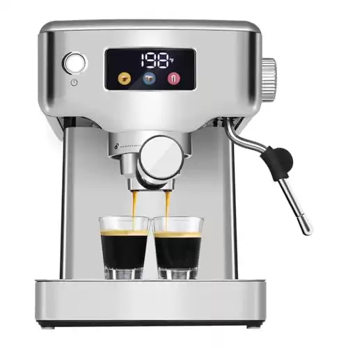 Homtone Espresso Machine 20 Bar, Stainless Steel Espresso Machine with Milk Frother for Cappuccino, Latte, Touch Screen Espresso Coffee Maker for Home