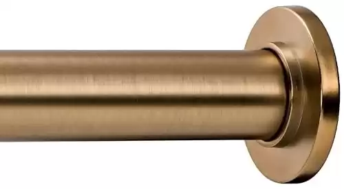 Ivilon Tension Curtain Rod - Spring Tension Rod for Windows or Shower, 24 to 36 Inch. Warm Gold