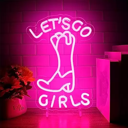 Dracey Let's Go Girls Neon Sign for Wall Decor, Pink Cowboy Cowgirl Boots LED Signs Neon Light,USB Powered for Bedroom Game Room Man Cave Party Wedding Christmas Birthday Gift(10.2 * 13.3in)