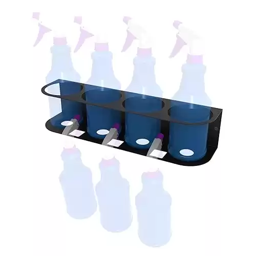 JINGCHENGMEI 4 Spray Bottles Holder, Steel Wall Mount Storage Organizer for All-Purpose at Garage and Home (SBH-4B1Pc)