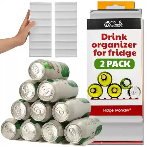 Cooks Innovations Fridge Beer Holder & Water Bottle Holder for Fridge- Fridge Monkey - Durable Non-Slip Drink Organizer for Fridge Refrigerator Drink Organizer Anti-Roll,Holds 10-4" x 9.75&qu...