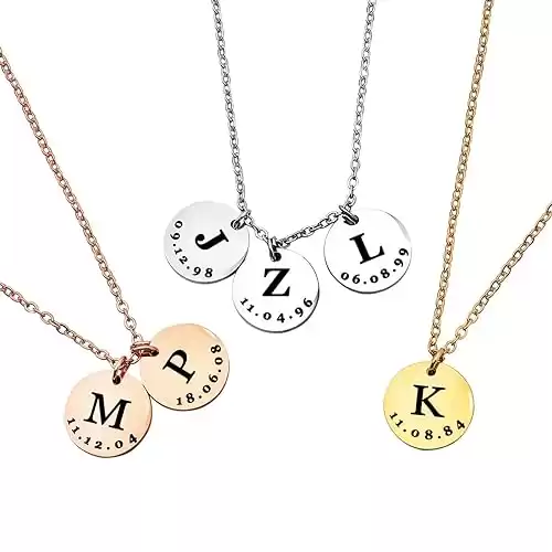 Personalized Initial Coin Necklace | Handmade Necklaces for Women | Custom Stainless Steel Letter Pendant for Girls