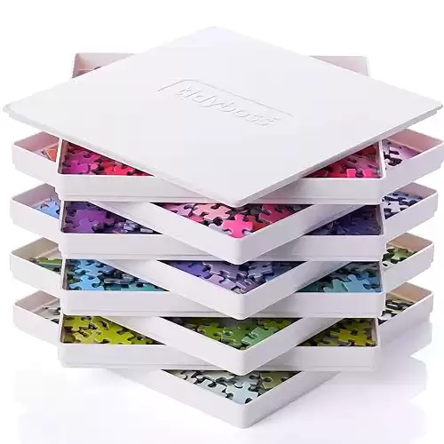 Tidyboss 8 Puzzle Sorting Trays with Lid 8" x 8" - Portable Jigsaw Puzzle Accessories White Background Makes Pieces Stand Out to Better Sort Patterns, Shapes and Colors | for Puzzles Up to 1...