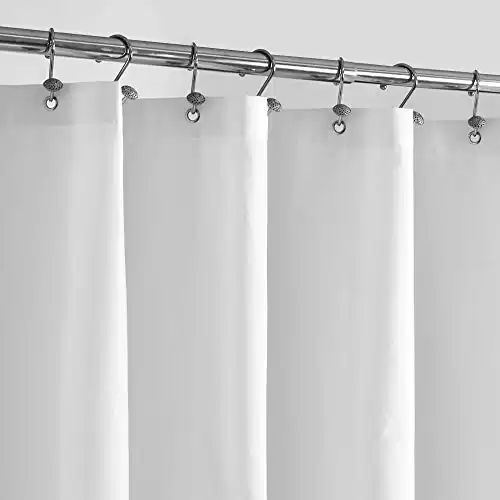 ALYVIA SPRING Waterproof Fabric Shower Curtain Liner with 3 Magnets - Soft Hotel Quality Cloth Shower Liner, Light-Weight & Machine Washable - Standard Size 72x72, White
