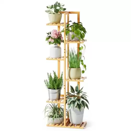 ROSSNY Plant Stand Indoor, 6 Tier 7 Potted Bamboo Plant Stands for Indoor Plants, Corner Plant Stand,Plant Shelf For Indoor, Tiered Plant Stands, Planter Holder for Multiple Plants Indoor Tall, Natura...