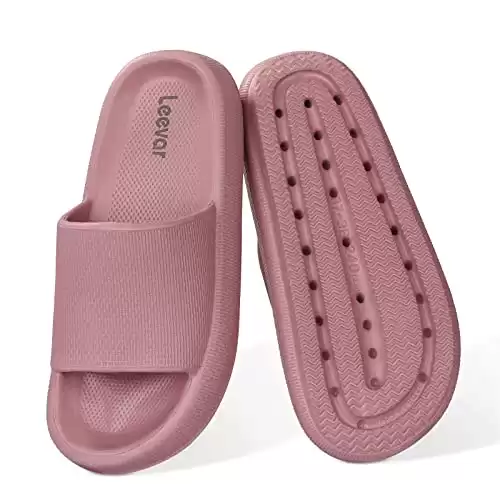 Leevar Blush Cloud Slides for Women and Men - Soft, Comfy, Relax Cloud Slippers, Thick Sole, Non-slip Pillow Slippers, Easy to Clean, Shower, Swimming, Beach, Shower Slippers