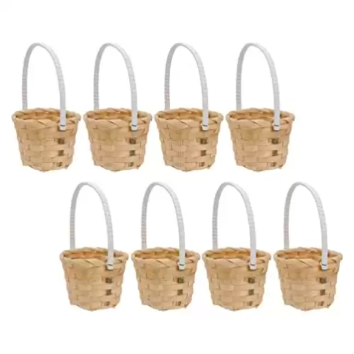 Happyyami Outdoor Basket 8Pcs Mini Basket Miniature Mini Woven Baskets with Handles Flower Girl Basket Handmade Rustic Woven Storage Basket Wedding Woven Basket for Wedding Home Wicker Hamper