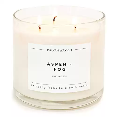 Calyan Wax Scented Candle, Aspen & Fog, 3 Wick Candle for The Home Scented with Pine & Cedarwood, 14.9 oz Soy Wax Candle with 43 Hour Burn Time, Non Toxic Large Candle in Glass Jar, Candle Gif...