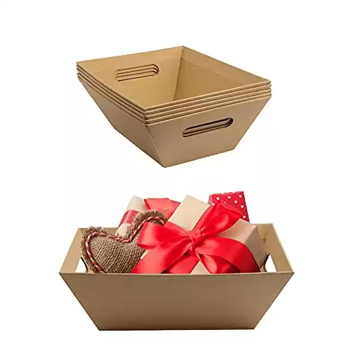 [5 PK] 8x10 Kraft Baskets for Gifts Empty | Wine Gift Basket | Basket with Handles | Small Gift Basket | Christmas,Wedding, Holiday, Anniversary, Display, Montessori | Gift to Impress