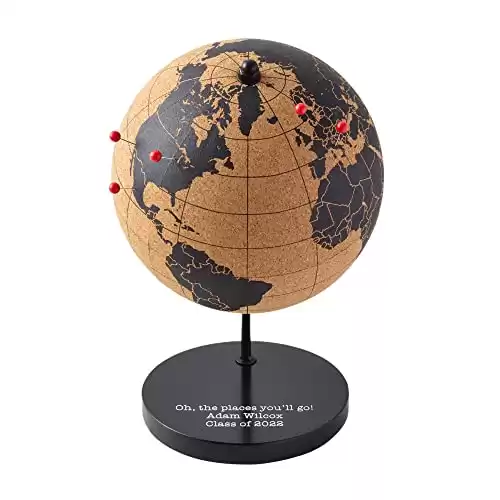 Let's Make Memories Personalized Cork Globe - The Places You'll Go - Graduation Gift - for Travel Lovers - Customize with Message - 7.5" Hx5.5 Dia