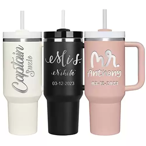Personalized Tumbler with Name Text, 40oz Personalized Cups with Lids & Straws,Custom Tumblers Personalized Coffee Tumbler Mug Personalized Gifts for Christmas Birthday
