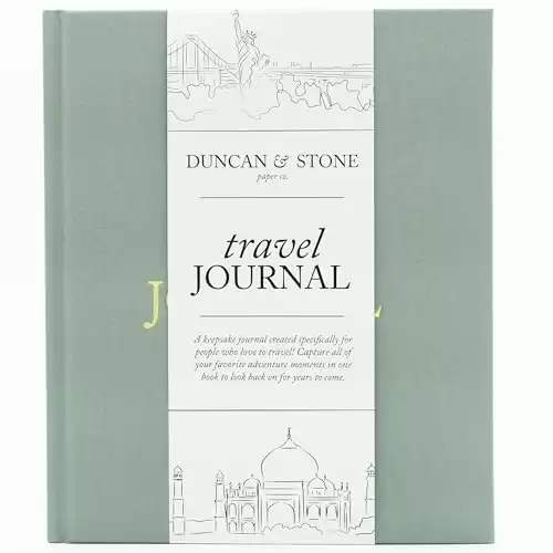 Travel Journals for Women, Men (Sage Green, 110 Pages) by Duncan & Stone – World Trip Adventure Book to Record Trips – Great, Fun Travel Bucket List Journal - Travel Gifts