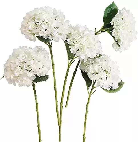 PARTY JOY 12PCS 15.4In Artificial Hydrangea Silk Flowers Bouquet Faux Hydrangea Stems for Wedding Centerpieces Home Decor (White,12pcs)