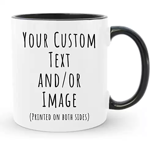 HomeBee Personalized Coffee Mug | Custom Photo Text or Logo Ceramic Mug | Customized 11 Oz Tea Cup Unique Gift for Men & Women | Taza Personalizadas Design with Picture and Words | White Black