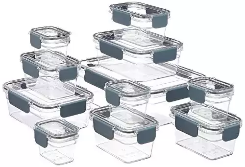 Amazon Basics Tritan Plastic Locking Food Storage Container, 22 Pieces, 11 Containers with Lids, Clear