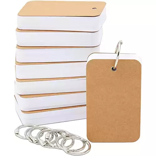Juvale 8 Pack Blank Flash Cards with Rings for Studying with 50 Sheets Each, 250gsm Index Notecards (2.2 x 3.5 In)