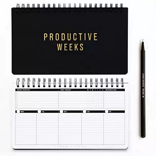 Scribbles That Matter 2024 weekly planner spiral bound (Undated) + Free Pen! | Your Daily weekly monthly productivity planner with habit tracker for office work | 55 Weeks (29x17.2”)