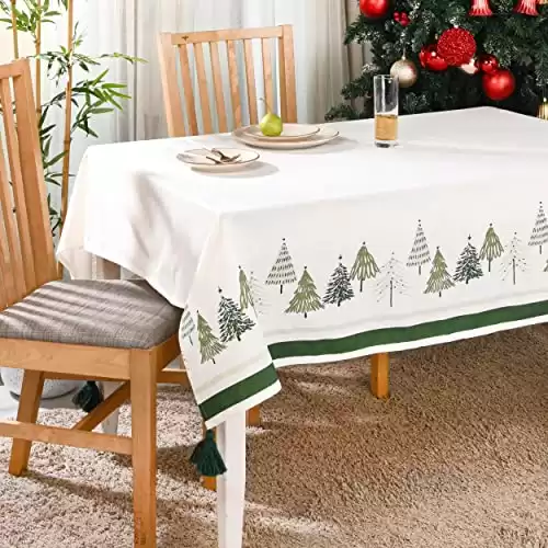 Folkulture Christmas Tablecloth or Dining Table Cover, 60 x 72 Inches, 100% Cotton Rectangle Tablecloth or Green Table Cloth for Christmas Decorations, Long Table Cloth Rectangle, (A Christmas Story)