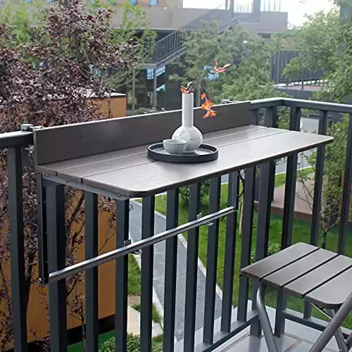 FURNIKNA Balcony Bar Table for Railings, Balcony Railing Hanging Table Folding Balcony Table Hanging Adjustable Deck Table for Patio, Garden