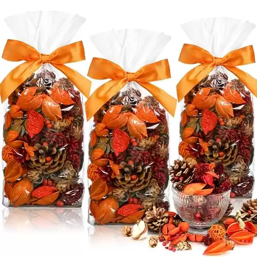 Dansib 3 Pcs Potpourri Bag 15 oz Orange Potpourri Bowl Filler Vase Scented Potpourri Dried Flowers Orange Decorative Potpourri Air Fragrance Farmhouse Bathroom Living Room Decor