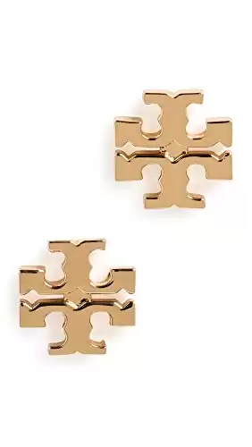 Tory Burch Women's Logo Stud Earrings, Shiny Gold, One Size