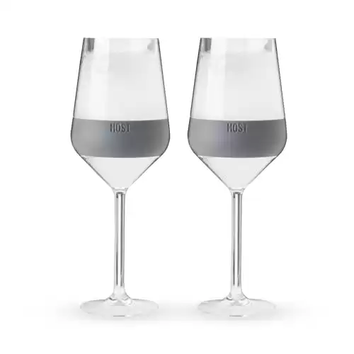 HOST Wine Freeze Stemmed Wine Glasses, 6.5oz Set of 2 Cooling Cups, Mother's Day Gifts, Gifts for Wife, Mom Birthday Gifts, Gifts for Women, Gray