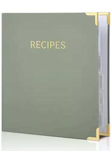 Aesthetic Recipe Binder with Waterproof Cover - The Perfect Recipe Book with Plastic Sleeves to Write in Your Own Recipes - Quality Blank Cookbook Binder to Organize Your Recipes - Recipe Cards incl.