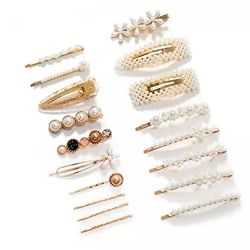 Women Hair Accessories 18PCS Handmade Simulation Pearl Barrettes Clip Set Geometric Flower Bobby hairpin Girls Headwear