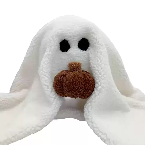 Tezimjia 2023 New Gus The Ghost with Pumpkin Pillow, 12"x 13" Halloween Plush Toy Gift Halloween Squishable Pillows Home Party Decorations Nightmare Before for Toddler (White)