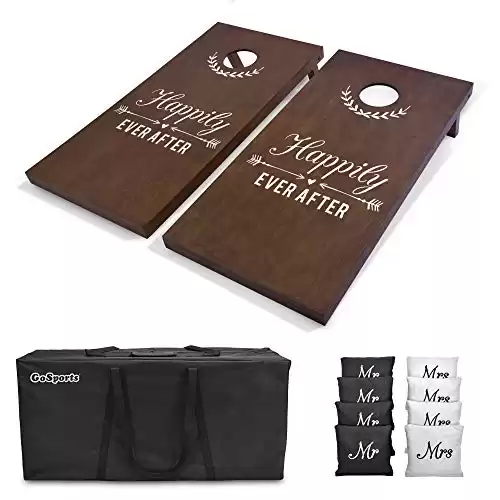 GoSports Wedding Cornhole Set | Regulation 4'x2' Size Solid Stained Wood with Carrying Case and Bean Bags (Choose Your Colors) - Match The Wedding Theme!