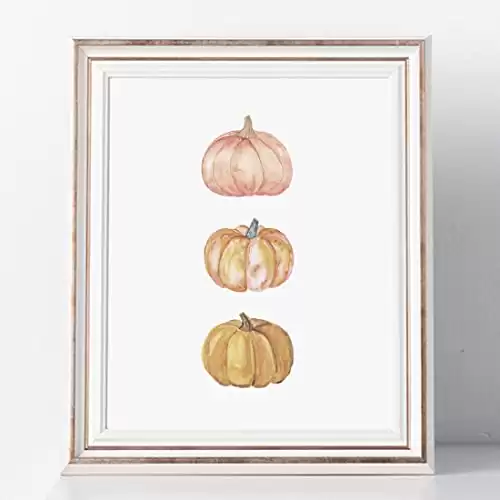 Pumpkin Print, Fall Wall Art, Thanksgiving Wall Decor, Watercolor Pumpkin Print, Farmhouse Fall Decor, Autumn Print, Pumpkin Decor, No Frame - 8x10 inch