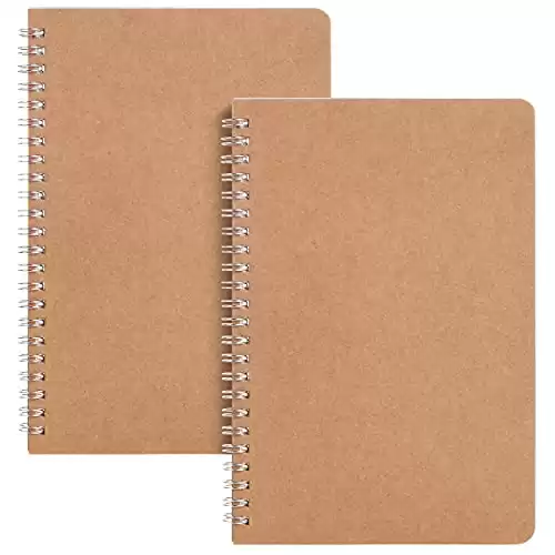 Mr. Pen- Spiral Notebook, A5, Kraft Cover, 2 Pack, 80 Pages, Sketch Book, Drawing Notebook, Notebook Spiral, Spiral Bound Notebook, Spiral Sketchbook, Blank Journal Notebook, Unlined Notebook