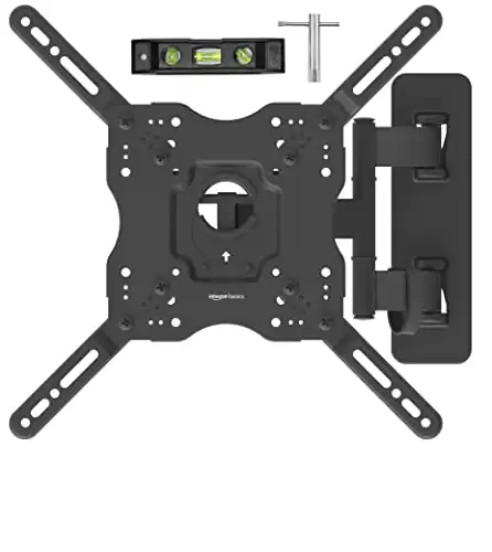 Amazon Basics Full Motion Articulating TV Monitor Wall Mount for 26" to 55" TVs and Flat Panels up to 80 Lbs, Black