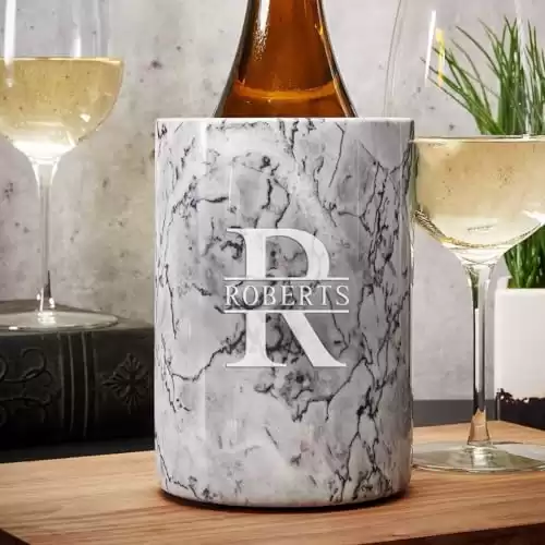 Personalized Bottle Chiller by HomeWetBar - Wine Bottle Chiller, Marble Wine Chiller