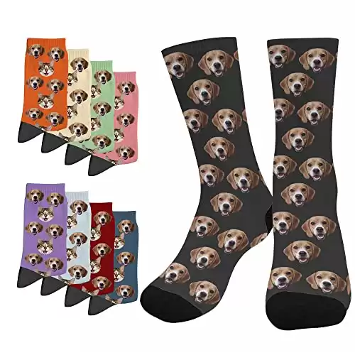 ADILAIDUN Personalized Photo Socks Add Pet Face on Crew Socks for Men Women Boy Girl Turn Your Dog Cat Face into Socks