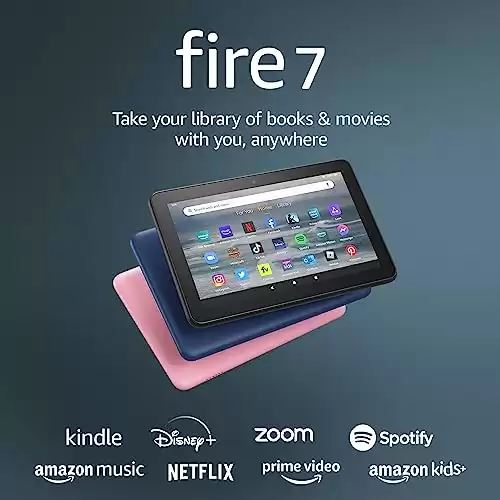 Amazon Fire 7 tablet, 7 display, read and watch, under $60 with 10-hour battery life, (2022 release), 16 GB, Black