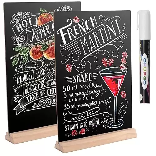 8 x12 Inch Tabletop Chalkboard Sign with Base Stand, 2 Pack Menu Chalk Board Sign Store Food Signs, Message Boards for Party, Wedding, Tables Decoration, Bar and Restaurant