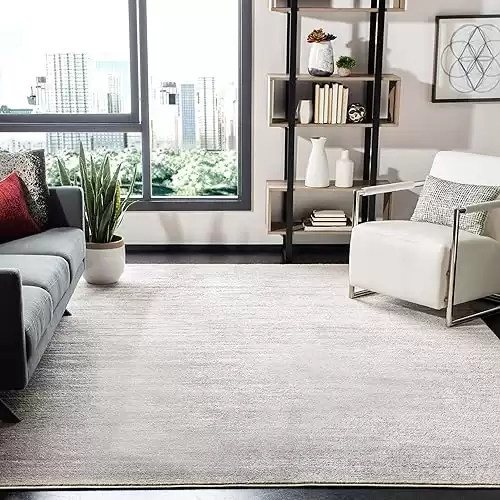 SAFAVIEH Adirondack Collection Area Rug - 7' Square, Ivory & Silver, Modern Ombre Design, Non-Shedding & Easy Care, Ideal for High Traffic Areas in Living Room, Bedroom (ADR113B)