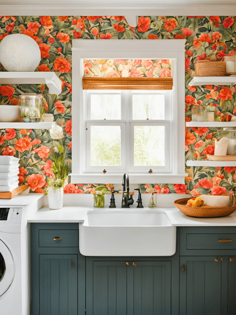 Paint your cabinetry a bold paint color and keep white walls e for a pop of color and a bold look.