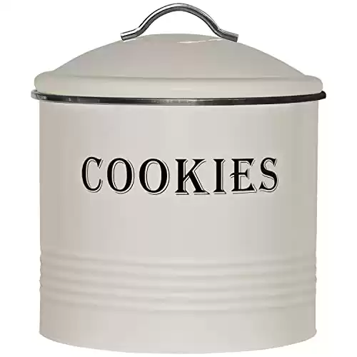 Blue Donuts Vintage Cookie Jar - Cookie Jars for Kitchen Counter, Airtight Jar Cookie Containers, Ivory Cookie Tin, Cookie Tins with Lids for Gift Giving, Large Cookie Jar