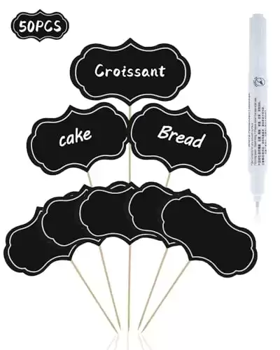 JELIEE 50 Pieces Food Markers for Charcuterie Board Cheese Markers Cupcake Toppers Picks for Buffet Party Food Labels Blank Toothpick Flags for Wedding Birthday Party Decorations (Black)