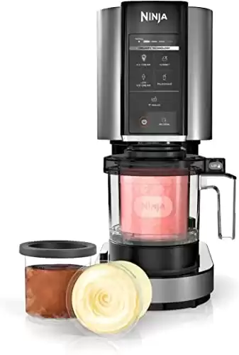 Ninja NC300 CREAMi Ice Cream Maker, for Gelato, Mix-ins, Milkshakes, Sorbet, Smoothie Bowls & More, 5 One-Touch Programs, with (2) Pint Containers & Lids, Compact Size, Perfect for Kids, Silve...