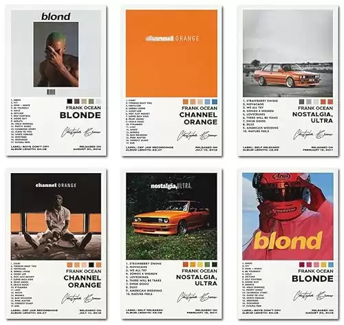 Bkioqoh A Set of 6 canvas posters,Frank Poster Ocean Blonde Poster Channel Orange Poster Nostalgia Ultra Poster 6 Piece Set,8x12IN Canvas Prints Unframed Set of 6